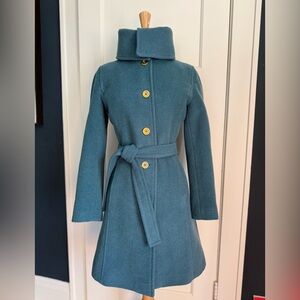 Coach Wool-Mohair Blend Belted Pea Coat, Teal